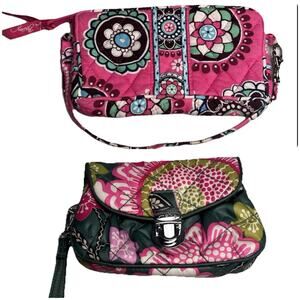 Vera Bradley Wallet Lot Wristlets Pink Olivia & Cupcakes Pouch Lock & Zip EUC